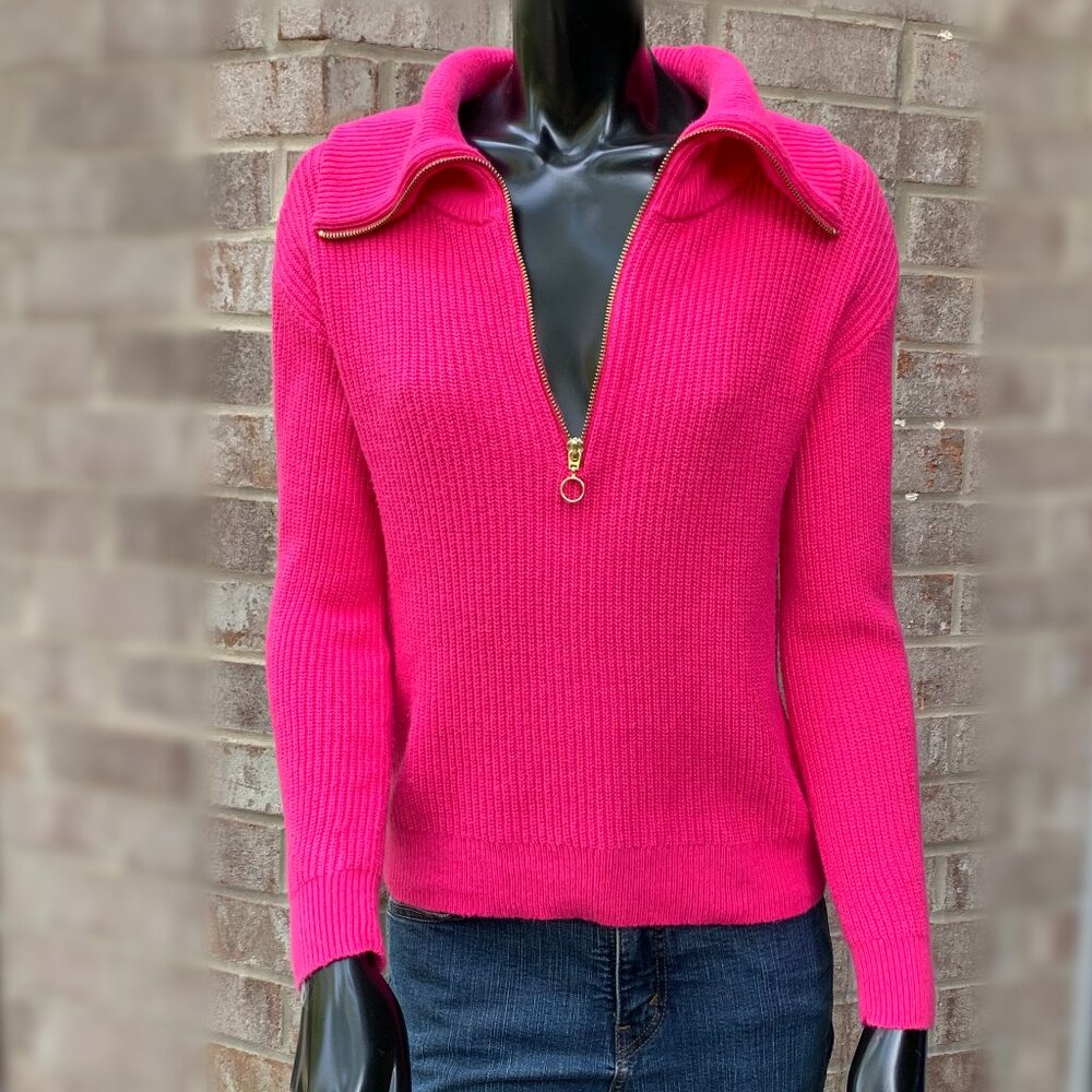 Talbots Pull Over Knitted Zippered V-Neck Collared Sweater